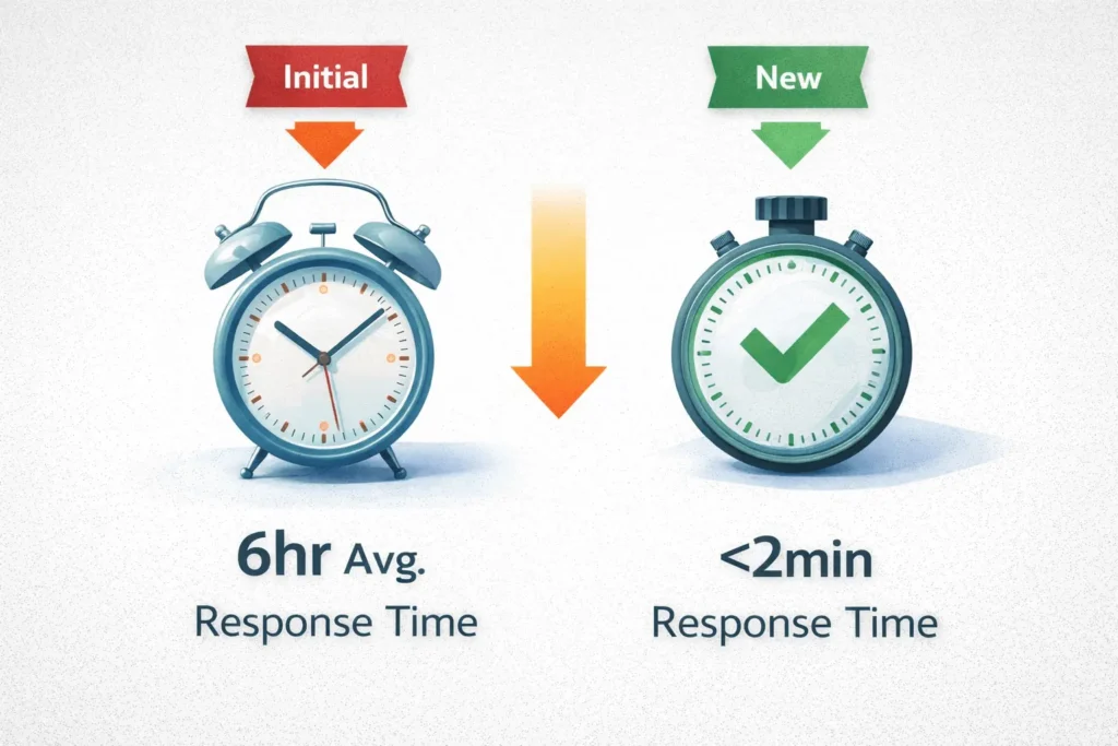 Data visualization of how DM automation reduced missed hot leads